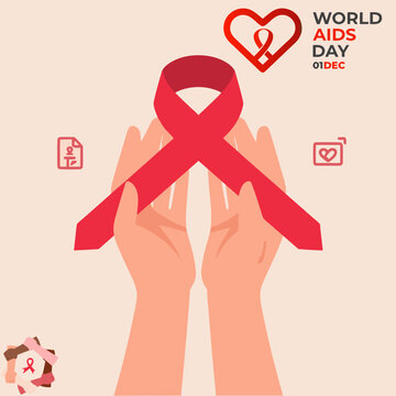 Hands Holding Red Ribbon