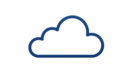 Simple blue outline of a cloud shape, vector illustration isolated on transparent background