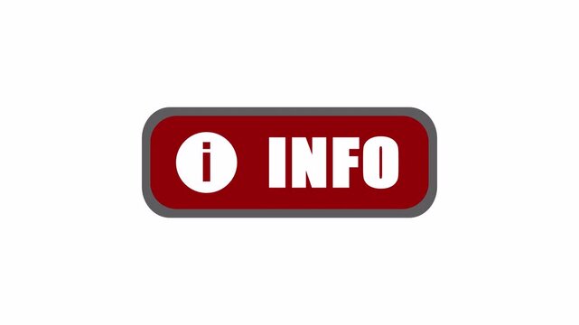 Red info button with white text and information icon providing assistance and support for users online.