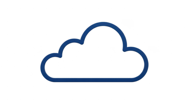 Simple blue outline of a cloud shape, vector illustration isolated on transparent background - Powered by Adobe