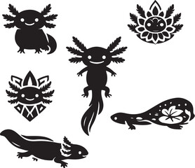 Axolotl Pet Silhouette Bundle.eps