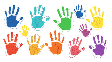 Colorful Hand Prints A Diverse Collection Representing Unity, Inclusion, and Hand Symbolism