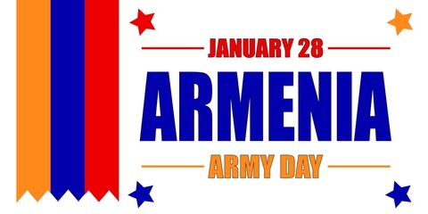 Celebrate Armenia Army Day on January 28 with patriotic colors and stars honoring national defense forces and showcasing national pride for country