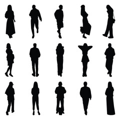 Vector collection set of individual people silhouettes.	
