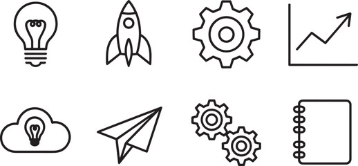 Innovation and Productivity Icons for Tech Design, Creative Strategy, and Business Development