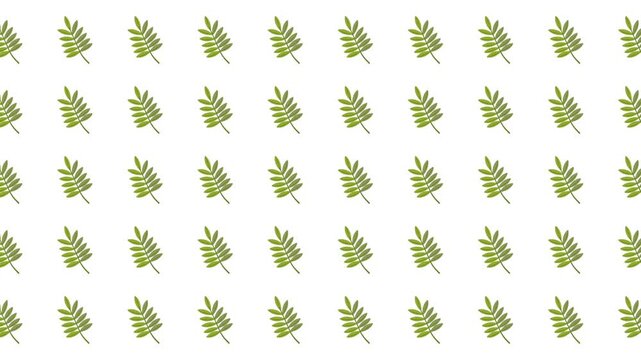 Repeating pattern of small green leaf sprigs on white, perfect for backgrounds, wallpapers, textile designs, and stationery embellishments.