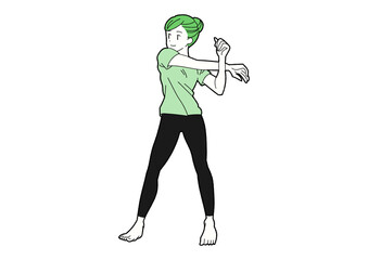 肩ストレッチをする女性　クロスアーム