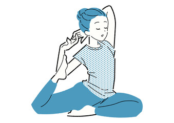 ヨガで後屈ポーズをとる女性 目を閉じる