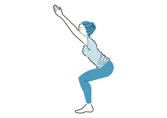 チェアポーズ　ヨガをする女性