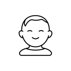 baby face icon linear logo mark in black and white
