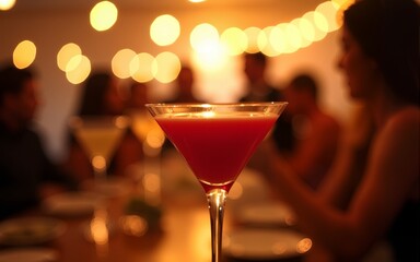 Blurred cocktail party scene Lively and golden lit. High quality