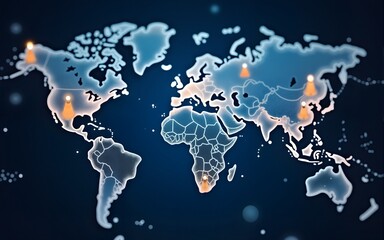 Network of people connected to globe. Generative AI. High quality