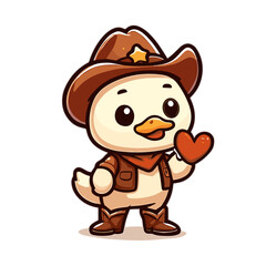 Obraz premium Cowboy chick wearing hat and boots holding red heart