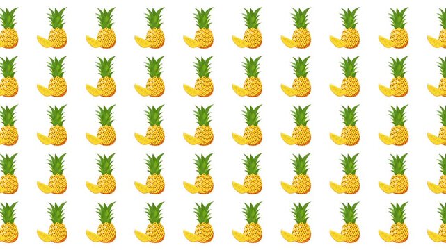 Pattern of pineapples on a white background. Ideal for tropicalthemed designs, food packaging, and summer marketing materials.