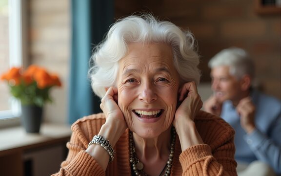 Contented senior - elderly individual enjoying social activity, highlighting benefits of active social participation for seniors, promoting mental, emotional health, creating a sense of belonging