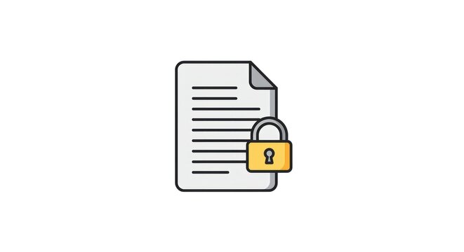 Secure document icon with padlock for data protection concept.