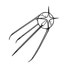 vintage sputnik satellite line art icon