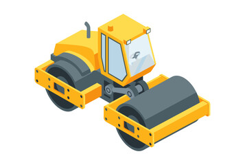 Isometric vector tandem roller road compactor