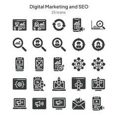 icons collection about digital marketing and seo