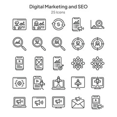 icons collection about digital marketing and seo