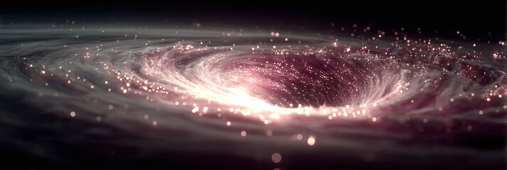 Captivating abstract concept of a cosmic swirling vortex of light and energy, illustrating the mysterious forces within the universe