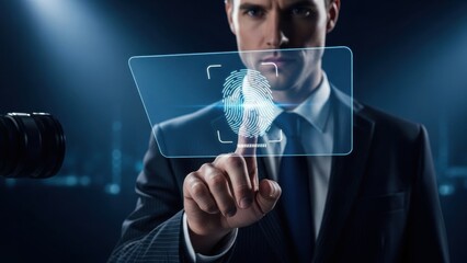 Man interacting with fingerprint display