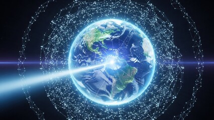 Earth globe with digital network connections