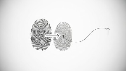 Fingerprint graphic with arrow and connecting lines