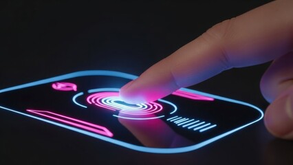 Fingerprint scanning interface with neon light