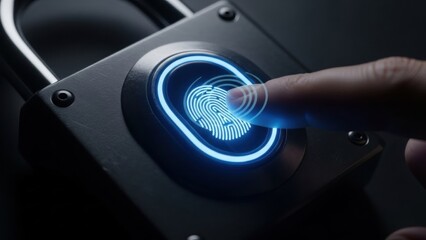 Fingerprint scanning lock with blue light