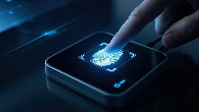 Fingerprint scanner with illuminated fingerprint graphic