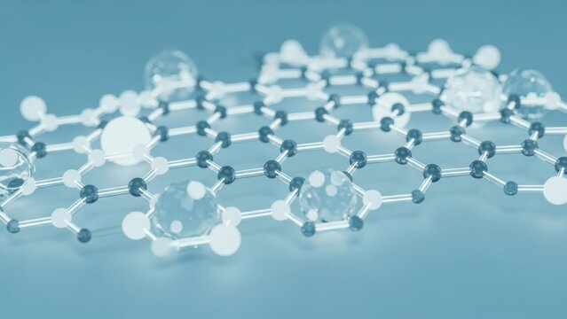 Graphene molecular structure on blue background