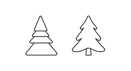 Fototapeta premium Christmas Tree Outline Icon Set with Different Styles