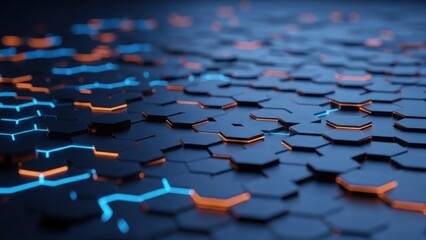 Hexagonal grid with glowing lines