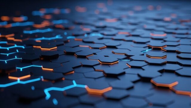 Hexagonal grid with glowing lines