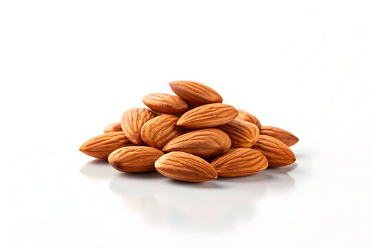 Pile of Raw Almonds Isolated on White Background for Healthy Food Stock Image
