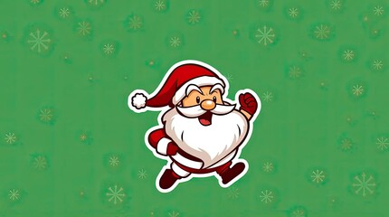 Dynamic Santa Claus Cartoon Logo &ndash; Vibrant Christmas Design in Motion