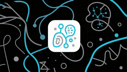 Abstract digital art with brain and network motifs