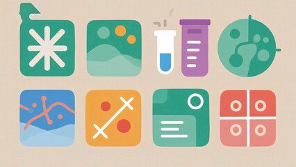 Colorful icons on a neutral background