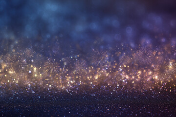 Naklejka premium a beautiful fireworks display illuminates the night sky, creating an enchanting atmosphere for a new year's celebration. the sparkling lights and vibrant colors add to its festive charm.