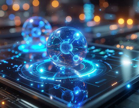 Futuristic Scientific Data UI Holograms — Molecular Diagrams & Reaction Charts