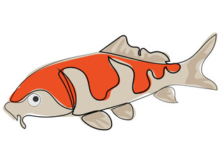 Koi fish in a continuous line drawing style