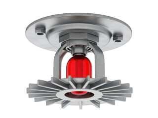 Fire sprinkler head with red bulb on white background isolated on transparent background