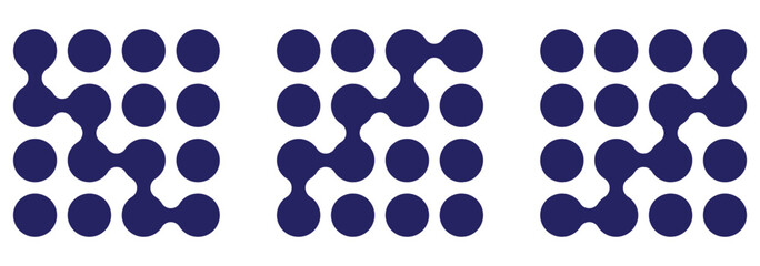 Diagonal metaball connected circles shape. Abstract nerve cell dots or computer nano net . eps 10