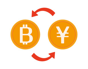 お金のイラスト　ビットコイン　仮装通貨