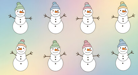 Cheerful Snowmen Collection A Winter Wonderland of Festive Characters