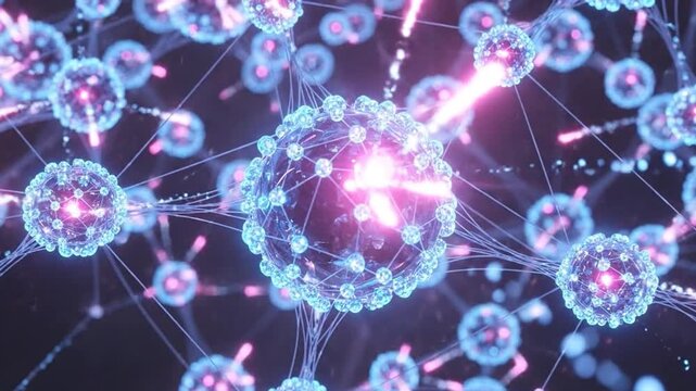 Futuristic AI network glows connecting data nodes in abstract technology
