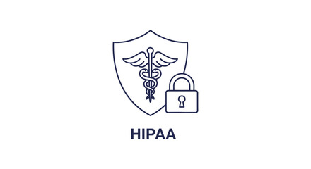hipaa compliance securing health data with a shield and padlock safeguarding medical information ensuring data privacy essential for healthcare cybersecurity.