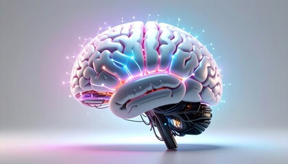 Futuristic Digital Brain with Glowing Neural Connections