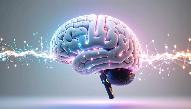 Futuristic Digital Brain with Glowing Neural Connections